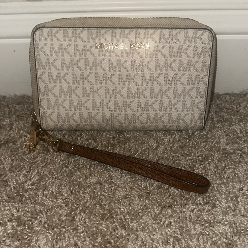 Michael Kors Beige Monogram Wristlet